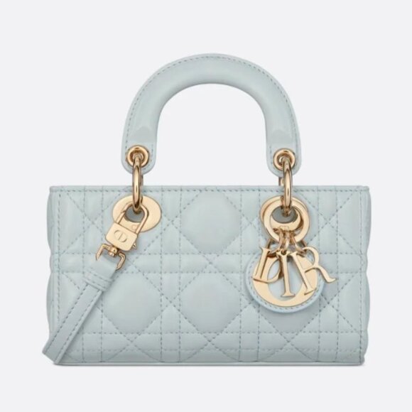 Dior Handbags - !SOLD! DIOR LADY DJOY MICRO BAG PLACID BLUE CANNAGE LAMBSKIN CHAMPAGNE GOLD HW